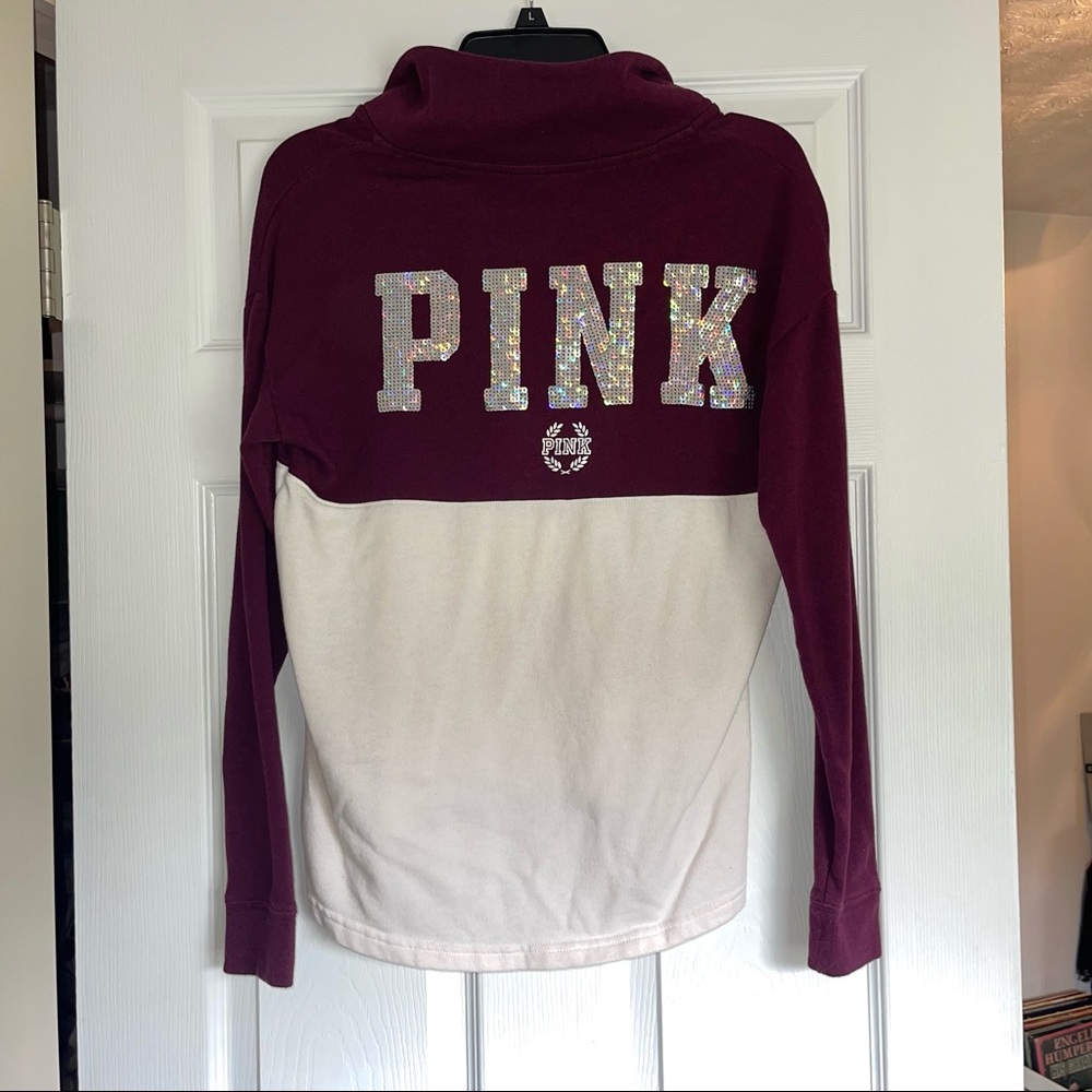 Victoria’s Secret PINK Burgundy Sequin Zip-Up